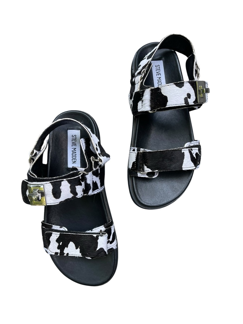 Steve Madden Mona-C Cow Print Calf Hair Platform Sandals 6.5 Western